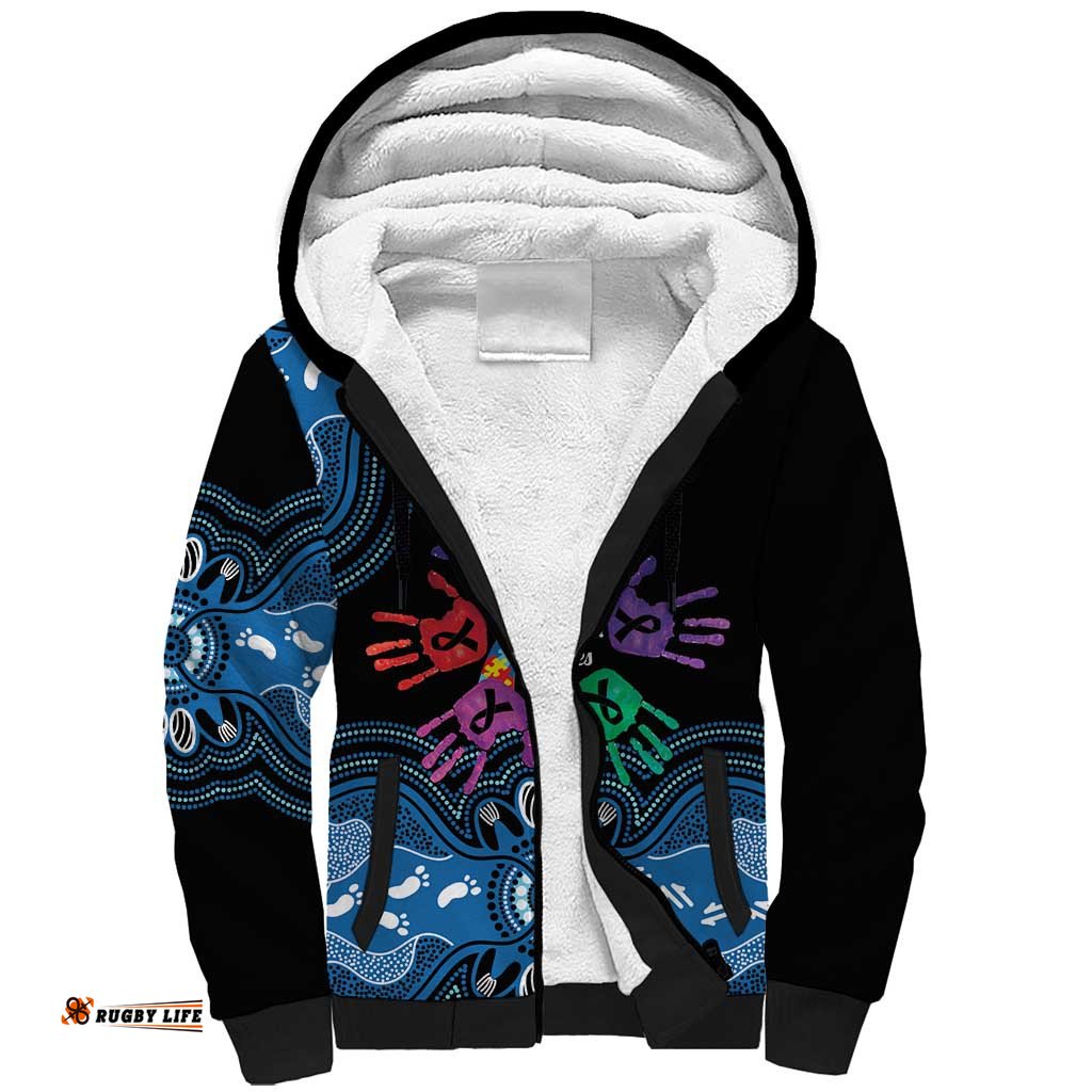 Autism Awareness Australia Indigenous Sherpa Hoodie We All Have Different Abilities LT14
