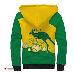 Custom Australia Petanque Sherpa Hoodie Aussie Kangaroo Bouleroos National Color LT14