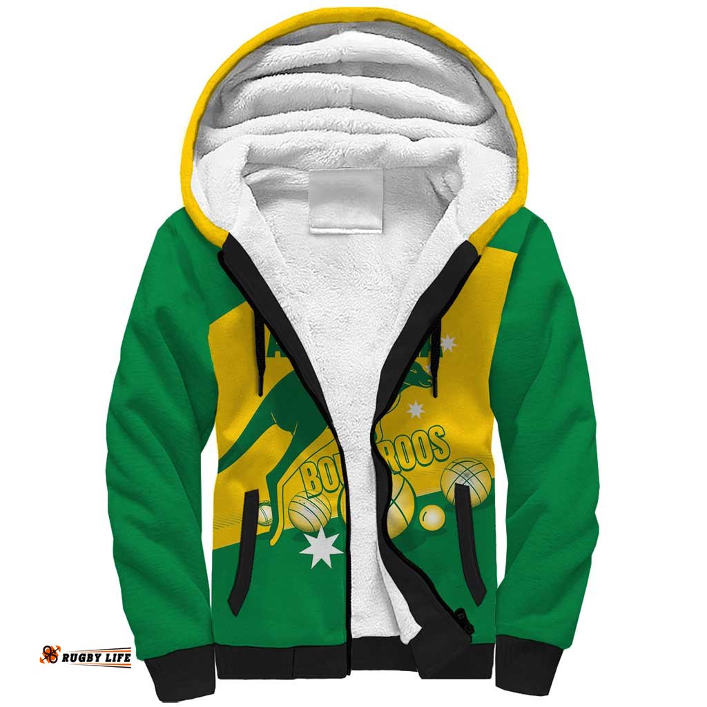 Custom Australia Petanque Sherpa Hoodie Aussie Kangaroo Bouleroos National Color LT14