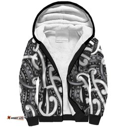 Aotearoa Maori Kowhaiwhai Sherpa Hoodie Kiwikiwi Puhoro and Patiki LT9