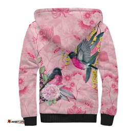 Birds and Floral Aussie Pink Robins Sherpa Hoodie Rosy Glow LT7