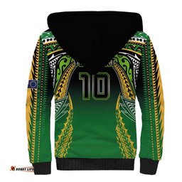 Custom Cook Islands Rugby League Sherpa Hoodie Avaiki Tatau Tribal Motifs Black Color LT03