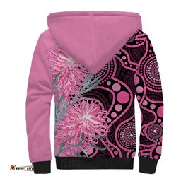 Australia Grevillea Sherpa Hoodie Aussie Native Spider Flower Indigenous Art LT14