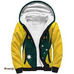 Australia Cricket Custom Sherpa Hoodie GO Aussie - Modern Motif LT7