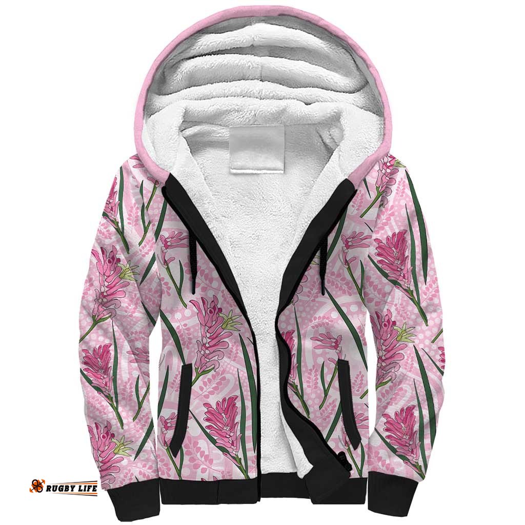 Australia Kangaroo Paws Sherpa Hoodie Aussie Native Flowers Indigenous Art LT14