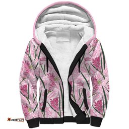 Australia Kangaroo Paws Sherpa Hoodie Aussie Native Flowers Indigenous Art LT14