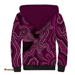Australia Breast Cancer Awareness Sherpa Hoodie Pink Dragonflies Aboriginal Art LT14
