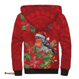 Australian Scarlet Robin Sherpa Hoodie Aboriginal Inspired Christmas LT9