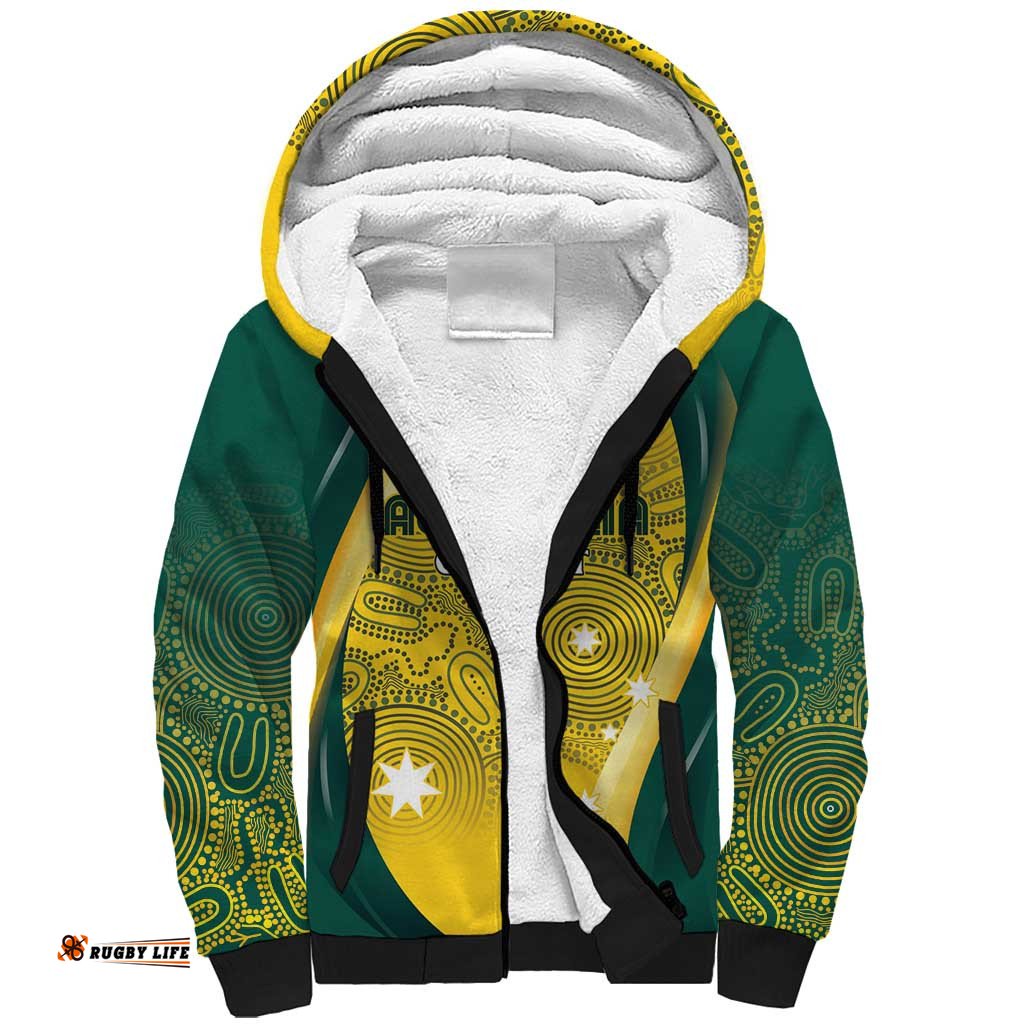 Australia Cricket Custom Indigenous Sherpa Hoodie Aboriginal Arts GO Aussie LT7