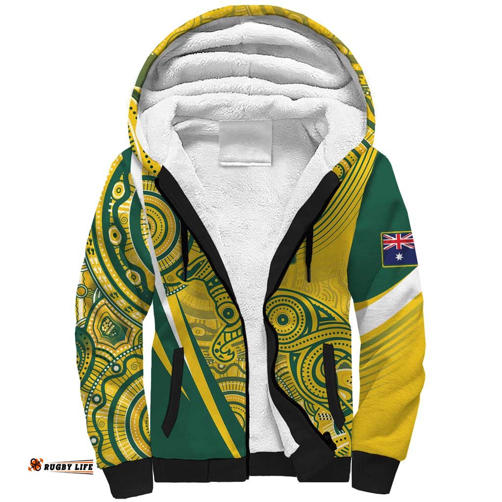 Australia Custom Indigenous Sherpa Hoodie WC2026 Socceroos Aboriginal Arts LT7