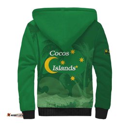 Australia Cocos Keeling Islands Sherpa Hoodie Southern Cross Palm Tree Pattern LT14