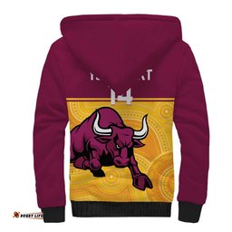 Custom Australia Queensland Cricket Sherpa Hoodie Go Bulls - Aboriginal Art LT14