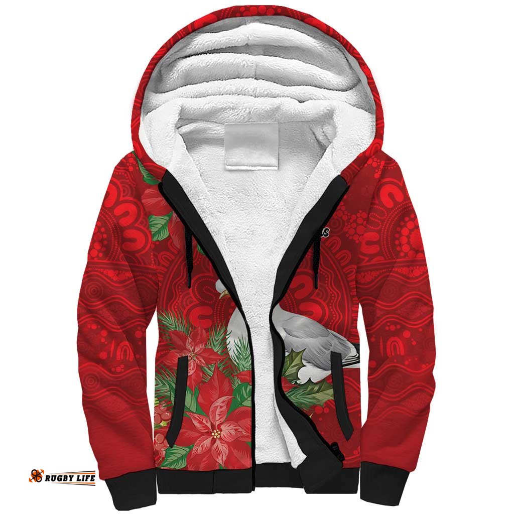 Australian Silver Gull Sherpa Hoodie Aboriginal Inspired Christmas LT9