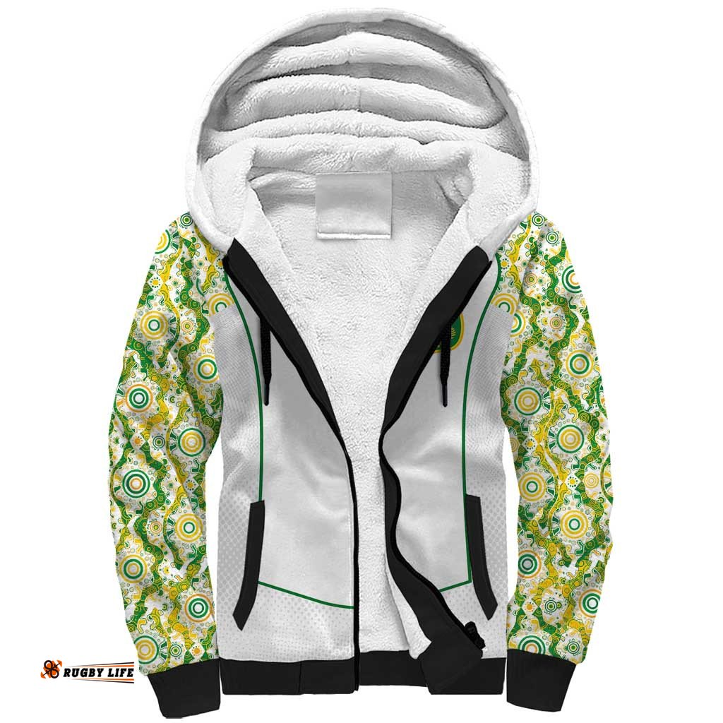 Custom Australia Football Sherpa Hoodie Aboriginal Pattern Sporty Style-White Color LT03