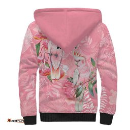 Personalised Galah Cockatoo Eucalyptus Flowers Sherpa Hoodie Australian Breast Cancer Spirit LT9