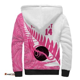 New Zealand Lawn Bowls Breast Cancer Custom Sherpa Hoodie Aotearoa Maori Silver Fern Pink Ribbon LT14