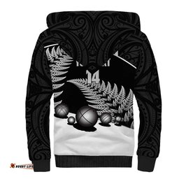 Custom New Zealand Silver Fern Petanque Sherpa Hoodie Aotearoa Maori Pattern LT14