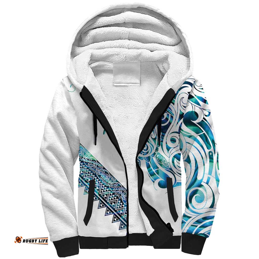 Kahui Whetu Paua shell Kowhaiwhai Taniko Personalised Sherpa Hoodie Turtle Tattoo Maori Tribal Style LT9