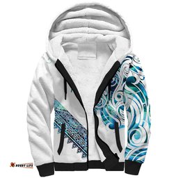 Kahui Whetu Paua shell Kowhaiwhai Taniko Personalised Sherpa Hoodie Turtle Tattoo Maori Tribal Style LT9