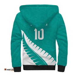 Custom New Zealand Cricket Sherpa Hoodie Kiwi Birds Haka Dance Turquoise Fern Sporty Style LT03