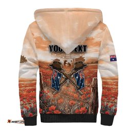Personalised ANZAC Day Sherpa Hoodie Commemorative Soldier Tribute DT05