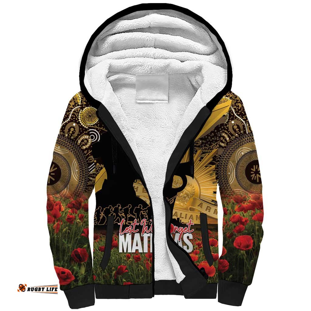 Personalised Australia Matildas ANZAC Day Sherpa Hoodie Last Post Poppy Lest We Forget LT14