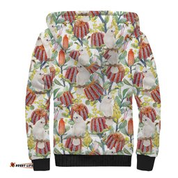 Little Corella Australia Cockatoo Sherpa Hoodie Cacatua Sanguinea Banksia Seamless White LT14