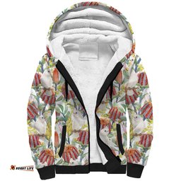 Little Corella Australia Cockatoo Sherpa Hoodie Cacatua Sanguinea Banksia Seamless White LT14