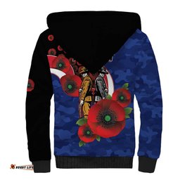 North Kangaroos ANZAC Personalised Sherpa Hoodie Lest We Forget Poppy Camo LT9