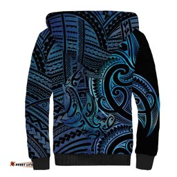 New Zealand Hammerhead Shark Sherpa Hoodie Maori Haehae Mangopare Galaxy LT14