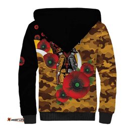 Hawthorn Hawks ANZAC Personalised Sherpa Hoodie Lest We Forget Poppy Camo LT9