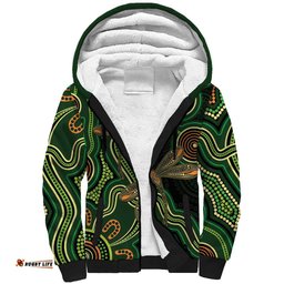 Green Indigenous Dragonfly Australia Sherpa Hoodie Aboriginal Art LT14