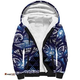 Matariki New Zealand Sherpa Hoodie NZ Niho Taniwha Maori New Year Blue Galaxy LT14