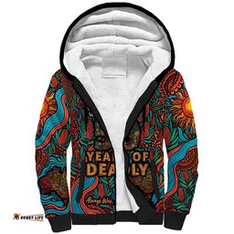 NAIDOC Week 26 Sherpa Hoodie 50 Years of Deadly Aboriginal Motif LT03