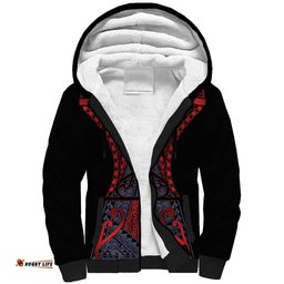 Custom New Zealand Sherpa Hoodie Maori Kiwiana Pattern Tukutuku Motif LT9