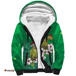New Zealand Kakapo Christmas Sherpa Hoodie Owl Parrot Santa Sliver Fern Manuka - Green LT14