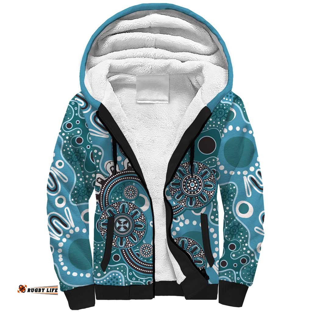 Personalised NAIDOC Week 50 Years Deadly Always Sherpa Hoodie Teal Aboriginal Artwork Dot Painting LT9