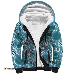 Personalised NAIDOC Week 50 Years Deadly Always Sherpa Hoodie Teal Aboriginal Artwork Dot Painting LT9