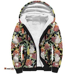 Little Corella Australia Cockatoo Sherpa Hoodie Cacatua Sanguinea Banksia Seamless Black LT14