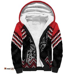 New Zealand Christmas Taniko Poutama Sherpa Hoodie Mountainscape Maori Fern LT7
