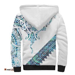 Kahui Whetu Paua shell Kowhaiwhai Taniko Personalised Sherpa Hoodie Manta Ray Shark-Turtle Maori Tribal Style LT9