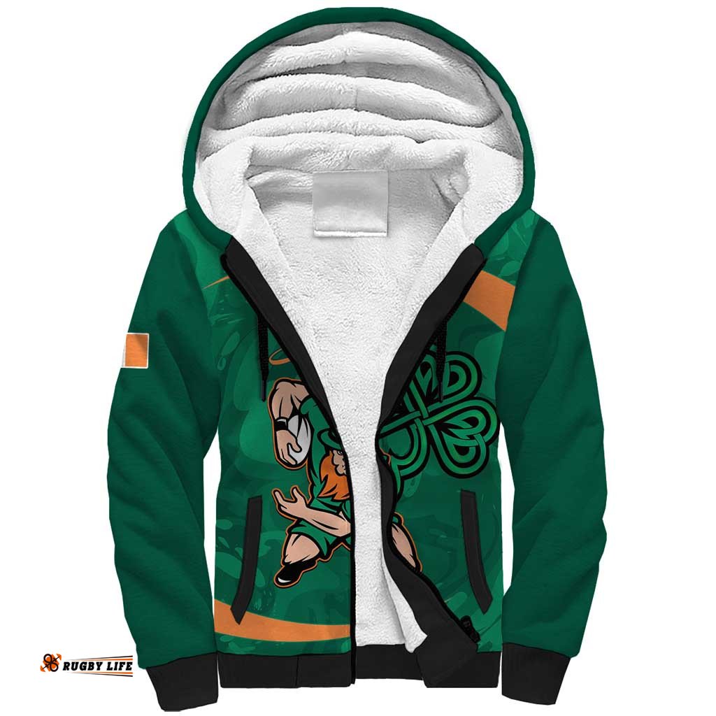 Custom Ireland Rugby Sevens Sherpa Hoodie Go Champions Irish Shamrock LT14