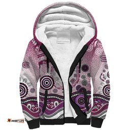 Manly Warringah Sea Eagles Rugby Sherpa Hoodie Australian Aboriginal Dot Painting Style TS04