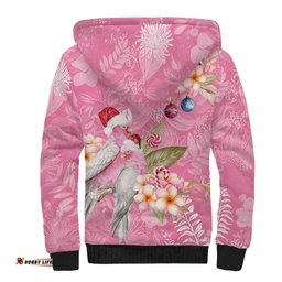 Joyful Pink Cockatoo Sherpa Hoodie Australia Christmas Vibes LT9