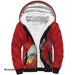 Merry Cocka-mas Sherpa Hoodie Australia Christmas Red Art LT9