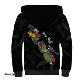 Kia Ora New Zealand Floral Personalized Sherpa Hoodie Black LT7