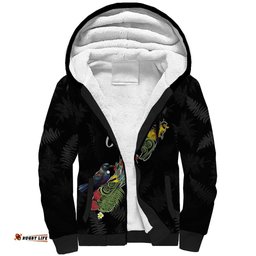 Kia Ora New Zealand Floral Personalized Sherpa Hoodie Black LT7