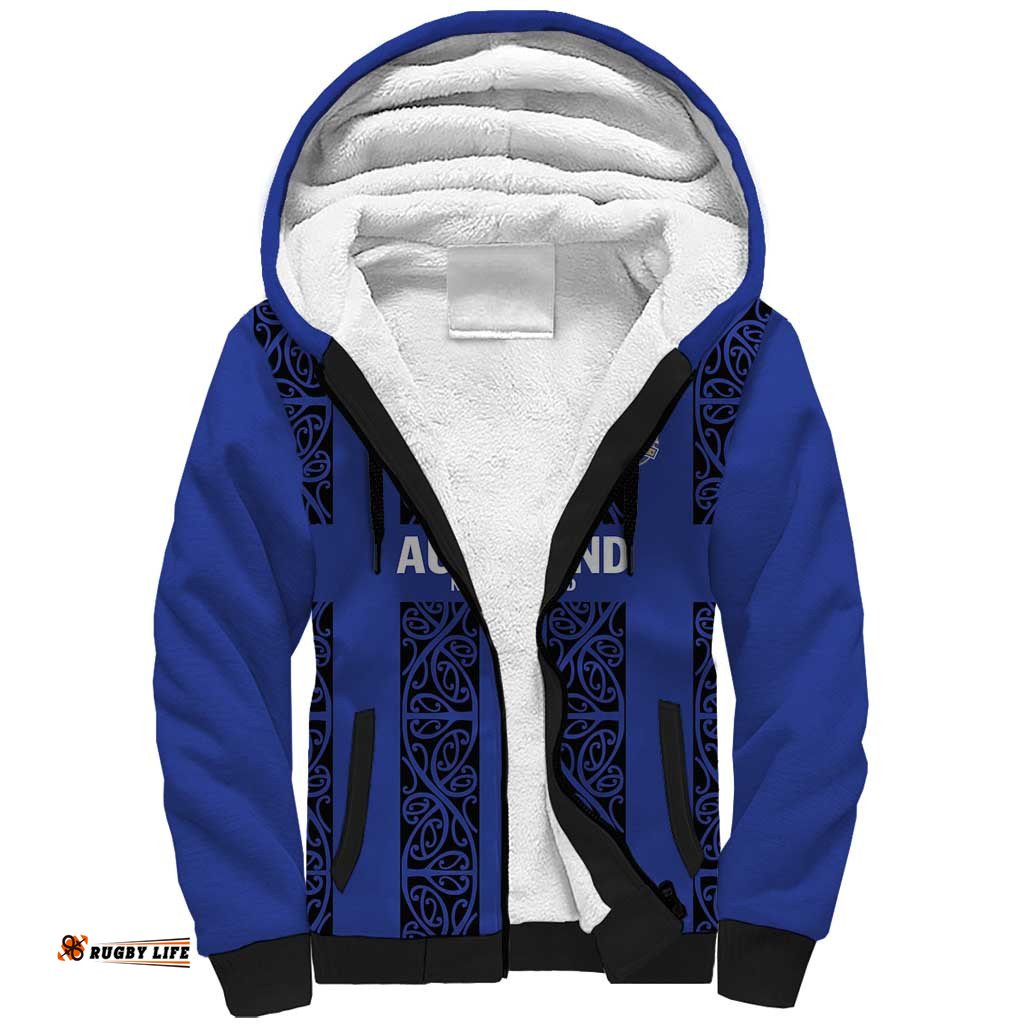 Custom Oceania Football NZ Auckland Sherpa Hoodie Maori Tribal Pattern LT9
