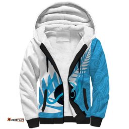 New Zealand Lawn Bowls Prostate Cancer Custom Sherpa Hoodie Aotearoa Maori Silver Fern Blue Ribbon LT14