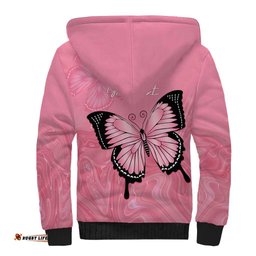 Personalised Australia Breast Cancer Awareness Sherpa Hoodie Pink Ribbon Butterfly Opal Pattern LT14